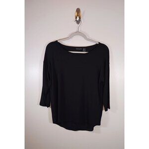 Tahari Lagenlook Tunic Knit Black 3/4 Length Sleeve Knit Crew Neck Size S‎ NWT